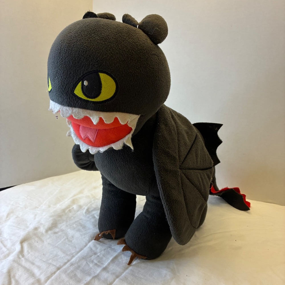 How To Train Your Dragon Toothless Plush Dreamworks 2014 Stuffed Toy Night Fury - Picture 2 of 16